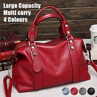 Women's Handbag Crossbody Bag Shoulder Bag Boston Bag PU Leather Office Daily Holiday Rivet Zipper Large Capacity Multi Carry Solid Color Black Red Blue miniinthebox