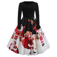 Santa Claus Christmas Dress Fancy Christmas Dress Women's 1950s Christmas Christmas New Year Christmas Eve Adults' Party Christmas New Year Eve Polyester Dress Lightinthebox - thumbnail