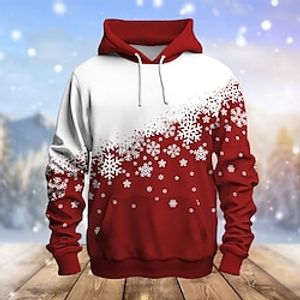Graphic Snowflake Merry Christmas Fashion Daily Basic Men's 3D Print Hoodie Pullover Christmas Sports Outdoor Holiday Hoodies Red Blue Orange Hooded Front Pocket Print Spring   Fall Designer Lightinthebox