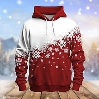 Graphic Snowflake Merry Christmas Fashion Daily Basic Men's 3D Print Hoodie Pullover Christmas Sports Outdoor Holiday Hoodies Red Blue Orange Hooded Front Pocket Print Spring   Fall Designer Lightinthebox - thumbnail