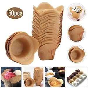 50pcs Natural Tulip Cupcake Liners Baking Cups Unbleached Parchment Paper Lotus Muffin Liners Grease Resistant Wrappers Holders for Weddings Birthdays As Shown Lightinthebox