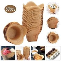 50pcs Natural Tulip Cupcake Liners Baking Cups Unbleached Parchment Paper Lotus Muffin Liners Grease Resistant Wrappers Holders for Weddings Birthdays As Shown Lightinthebox - thumbnail