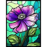 1pc Floral DIY Diamond Painting Glass Crystal Painted Purple Flower Diamond Painting Handcraft Home Gift Without Frame miniinthebox