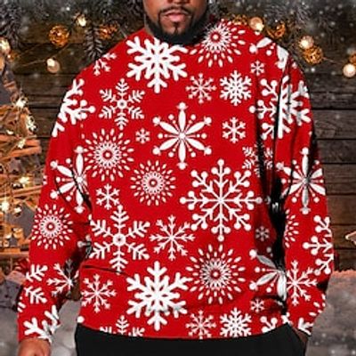 Men's Plus Size T shirt Tee Big and Tall Graphic Crew Neck Long Sleeve Spring   Fall Basic Fashion Streetwear Comfortable Christmas Casual Tops Lightinthebox