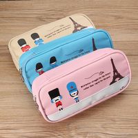 Kawaii Soldiers Thickening Canvas Large Capacity School Pencil Case Stationery Storage Bag