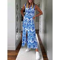 Women's Casual Dress Tank Dress Floral Split Print V Neck Long Dress Maxi Dress Stylish Daily Date Sleeveless Summer Lightinthebox