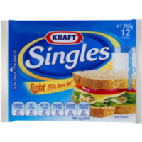 Kraft Single Light Cheese Slices 216Gm