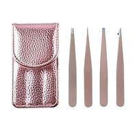4Pcs Tweezers Set With A Storage Bag Portable Stainless Steel Eyebrow Tweezers For Facial Hair Debris  Ingrown Hair Removal Ideal For Travel Or Gift Lightinthebox - thumbnail