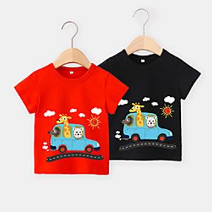 summer cartoon print children's clothing women's trendy sports children's tops korean round neck short-sleeved cotton girls t-shirts Lightinthebox