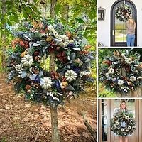 White Pumpkins Ranunculus Wreath, for Front Door Realistic Garland Fall Festival Decor Hydrangea Wreaths Wedding Bouquets Lightinthebox - thumbnail