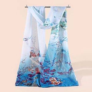 Women's Chiffon Scarf Holiday Blue Scarf Graphic Lightinthebox