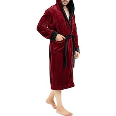 Men's Pajamas Robe Bathrobe Bath Gown 1 pcs Plain Stylish Casual Comfort Home Daily Bed Fleece Comfort Warm Hoodie Long Sleeve Pocket Fall Winter Black Red White Lightinthebox Men's Pajamas Robe Bathrobe Bath Gown 1 pcs Plain Stylish Casual Comfort Home Daily Bed Fleece Comfort Warm Hoodie Long Sleeve Pocket Fall Winter Black Red White Lightinthebox