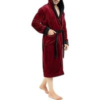 Men's Pajamas Robe Bathrobe Bath Gown 1 pcs Plain Stylish Casual Comfort Home Daily Bed Fleece Comfort Warm Hoodie Long Sleeve Pocket Fall Winter Black Red  White Lightinthebox - thumbnail