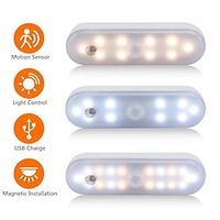 Motion Sensor Light 20 Leds Tri-color Dimming USB Rechargeable Wireless LED Night Lamp Touch Dimming Closet Light Wardrobe Smart Lamp for Kitchen Cabinet Wardrobe Lightinthebox