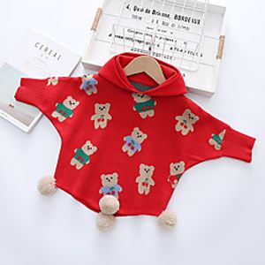 Kids Girls' Sweater Long Sleeve Cartoon Red Navy Blue Children Tops Fall Winter Adorable Daily Indoor Outdoor Regular Fit 3-6 Years Lightinthebox
