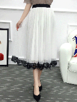 Women's mesh skirt mid-length lace a-line skirt is thin and fluffy skirt