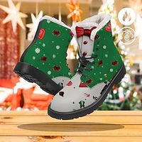 Men's Boots Xmas Christmas Ugly Christmas Dress 3D Graphic Print Warm and Windproof Velvet Lace Up Booties miniinthebox - thumbnail