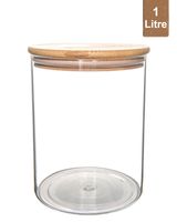 Little Storage Co Bamboo & Glass Storage Jar 1L