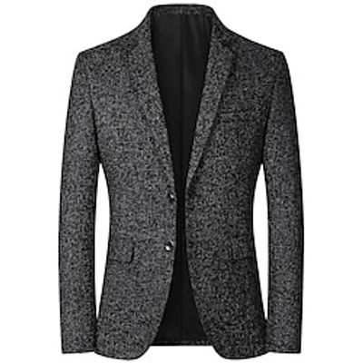 Men's Fashion Casual Blazer Jacket Regular Tailored Fit Solid Colored Single Breasted Two-buttons Black Dark Blue Grey 2023 Lightinthebox