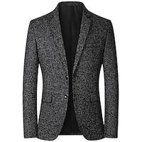 Men's Fashion Casual Blazer Jacket Regular Tailored Fit Solid Colored Single Breasted Two-buttons Black Dark Blue Grey 2023 Lightinthebox - thumbnail