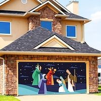 Christmas Nativity Scene Jesus Outdoor Garage Door Cover Xmas Door Banner Large Door Mural Christmas Backdrop Decoration for Holiday Home Wall Decorations miniinthebox - thumbnail