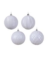 Kaemingk Decoris 10xm Baubles Shatterproof Shiny Winter White Assorted 1 Piece