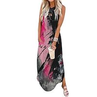 Women's Long Dress Maxi Dress Casual Dress Summer Dress Print Dress Tie Dye Basic Casual Outdoor Daily Holiday Hole Print Sleeveless V Neck Dress Regular Fit Black Pink Dark Pink Summer Spring S M L Lightinthebox - thumbnail