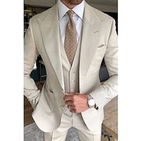 White Men's Wedding Suits Solid Colored 3 Piece Daily Business Plus Size Single Breasted Two-buttons 2023 miniinthebox