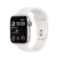 Apple Watch SE GPS+ Cellular 44mm Silver Aluminium Case with White Sport Band - Regular (MNQ23AE/A)