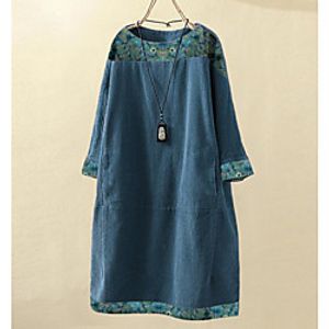 Women's Plus Size Dress A Line Dress Knee Length Dress Long Sleeve Spring Summer XL 2XL 3XL 4XL 5XL  Corduroy Lightinthebox