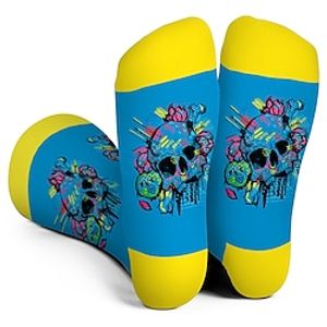 Socks Cycling Socks Funny Socks Novelty Socks Men's Women's Bike  Cycling Breathable Soft Comfortable 1 Pair Skull Cotton Blue S M L Lightinthebox