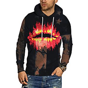 Men's Unisex Pullover Hoodie Sweatshirt Graphic Prints Mouth Print Daily Sports 3D Print 3D Print Casual Hoodies Sweatshirts  Brown miniinthebox