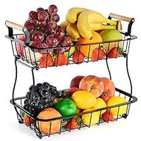 2 Tier Fruit Basket, Countertop Fruit Vegetable Basket Bowl for Kitchen Counter Metal Wire Storage Basket Fruits Stand Holder Organizer for Bread Snack Veggies Produce Lightinthebox - thumbnail