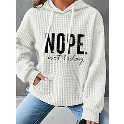 Women's Hoodie Sweatshirt Pullover Textured Active Sportswear Drawstring Front Pocket Print Black White Pink Letter Casual Sports Hoodie Long Sleeve Top Micro-elastic Fall  Winter Lightinthebox