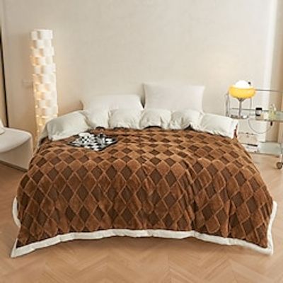 Double Sided Composite Blanket Soft Warm Throw Sofa Blanket Luxury Breathable Skin Friendly Sherpa Blanket Perfect For Layering Any Bed For Fall And Winter Three Dimensional Jacquard Plush Blanket Lightinthebox