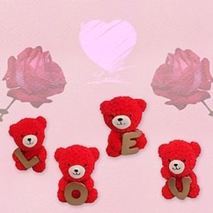 4pcs Valentine's Day Bear Decor Resin Rose Bear Love Creative Gifts Resin Craft Home Bedroom Decor miniinthebox