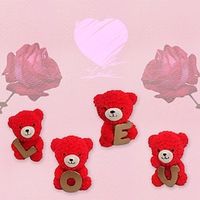 4pcs Valentine's Day Bear Decor Resin Rose Bear Love Creative Gifts Resin Craft Home Bedroom Decor miniinthebox - thumbnail