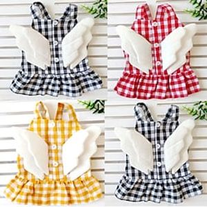 Dog Cat Dress Plaid  Check Elegant Adorable Cute Dailywear Casual  Daily Dog Clothes Puppy Clothes Dog Outfits Breathable Yellow Red Black Costume for Girl and Boy Dog Polyester S M L XL XXL Lightinthebox