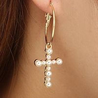 1 Pair Drop Earrings Hanging Cross Earrings For Women's Pearl Street Date Alloy Classic Cross Fashion Lightinthebox