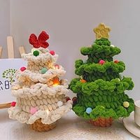 Kawaii Crochet Christmas Tree Handmade DIY Christmas Tree Family New Year Decorative Gifts for Children Handwoven Christmas Tree Finished Wool Hook Weaving Christmas Gift miniinthebox - thumbnail