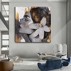 Handmade Hand Painted Oil Painting Wall Art Hand-painted Art Golden Woman painting on canvas Rolled Canvas No Frame Unstretched Lightinthebox