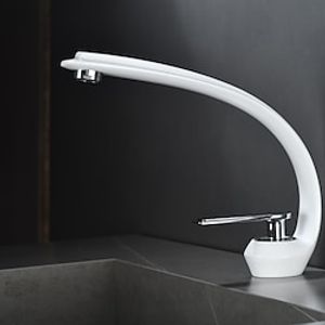 Bathroom Sink Mixer Faucet, Single Handle One Hole Washroom Basin Taps Chrome Finish Bathroom Faucet with Hot and Cold Water Hose miniinthebox