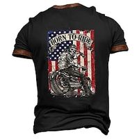 Graphic Skull American Flag Fashion Retro Vintage Classic Men's 3D Print T shirt Tee Henley Shirt Sports Outdoor Holiday Going out T shirt Black Army Green Dark Blue Short Sleeve Henley Shirt Spring Lightinthebox
