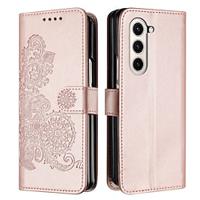 Phone Case For Samsung Galaxy Z Fold 5 Z Fold 4 Z Fold 3 Flip Cover Full Body Protective Card Slot Shockproof Flower Floral PC PU Leather Lightinthebox