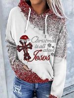 Women's Christmas Printed Casual Hooded Sweatshirt