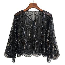 Retro Vintage Roaring 20s 1920s Coat Shawls The Great Gatsby Women's Sequins Halloween Wedding Wedding Guest Event / Party Shawl Lightinthebox