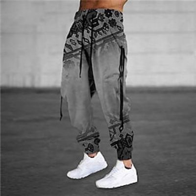 Men's Sweatpants Joggers Trousers Drawstring Elastic Waist 3D Print Graphic Prints Comfort Sports Outdoor Casual Daily Cotton Blend Streetwear Designer Blue Brown Micro-elastic Lightinthebox