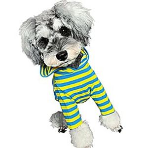 Summer Cotton Dog Shirt, Casual Breathable Long Sleeve Puppy Tshirt, Striped Pet Hoodies Yellow S Lightinthebox