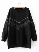 Women Tassels Stitching Sweatshirt