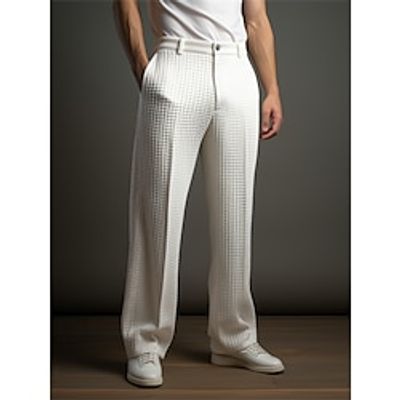 Men's Dress Pants Trousers Suit Pants Waffle Pants Button Front Pocket Straight Leg Plain Comfort Business Daily Holiday Fashion Chic Modern White miniinthebox Men's Dress Pants Trousers Suit Pants Waffle Pants Button Front Pocket Straight Leg Plain Comfort Business Daily Holiday Fashion Chic Modern White miniinthebox